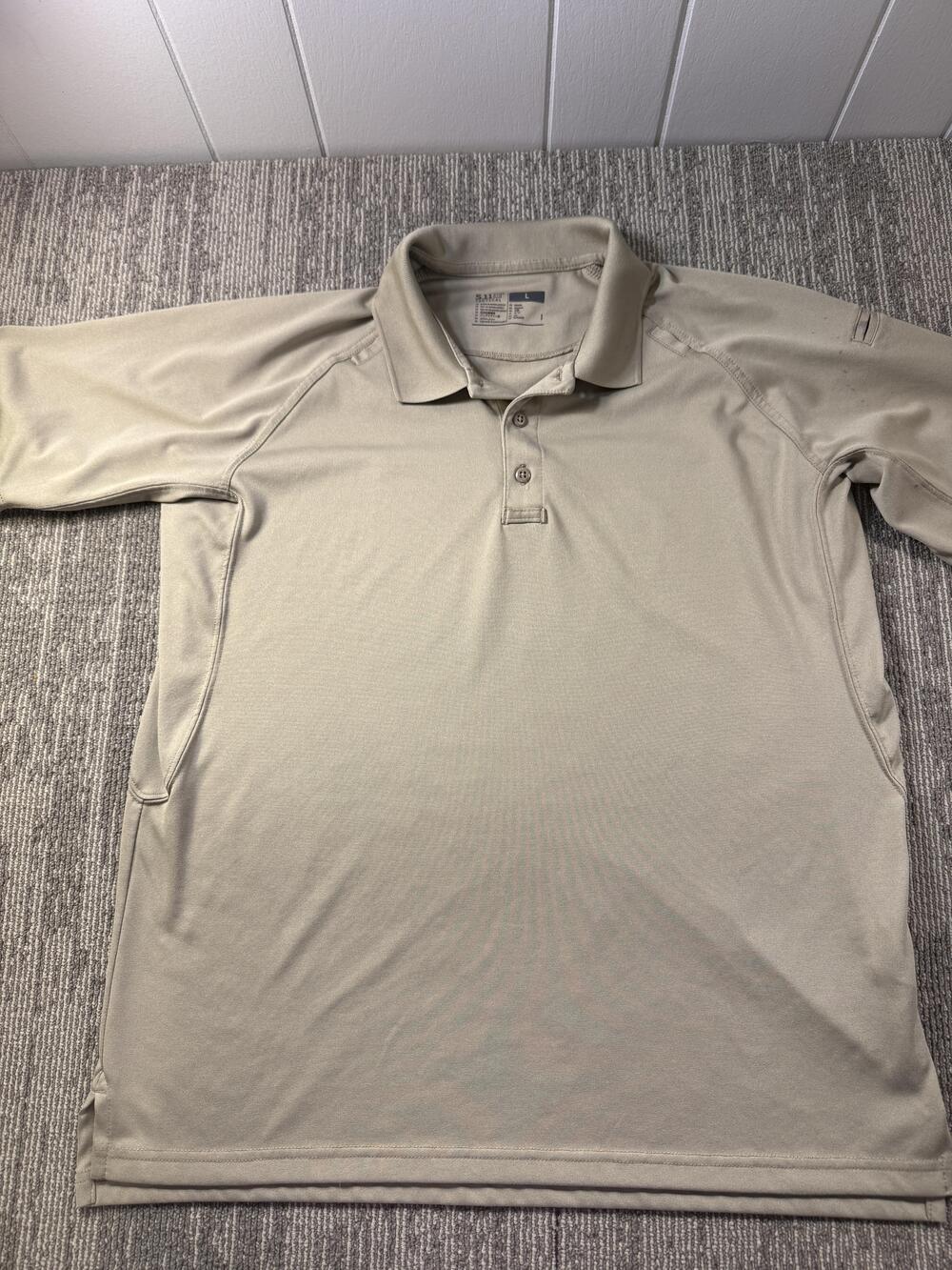5.11 Tactical Polo Shirt Mens Large Beige Solid Short Sleeve Workwear Uniform